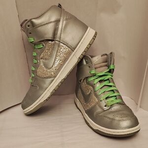 Nike Women’s High-Top Sneakers in Metallic Silver with Glitter